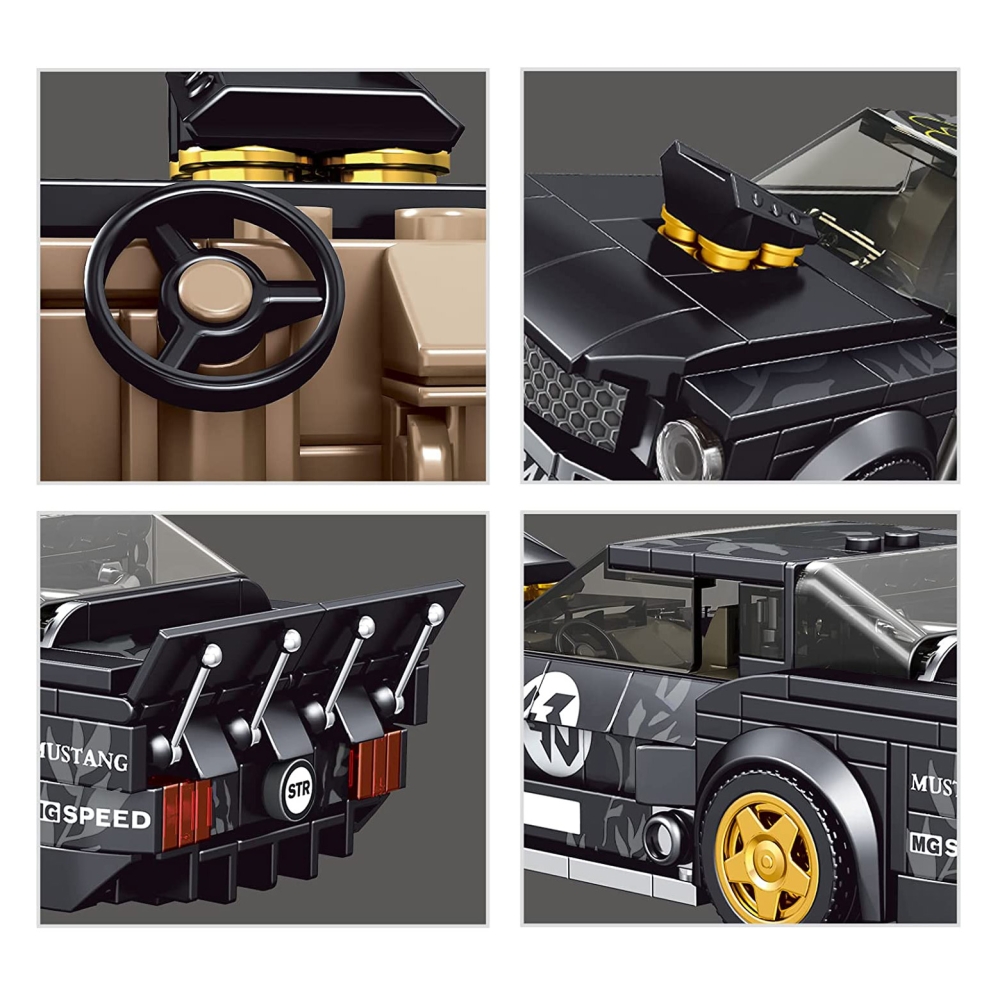 Konstruktorius Sportinis automobilis Juodas 414 el.-Žaislai, Konstruktoriai, Lego, statybiniai blokai-e-vaikas