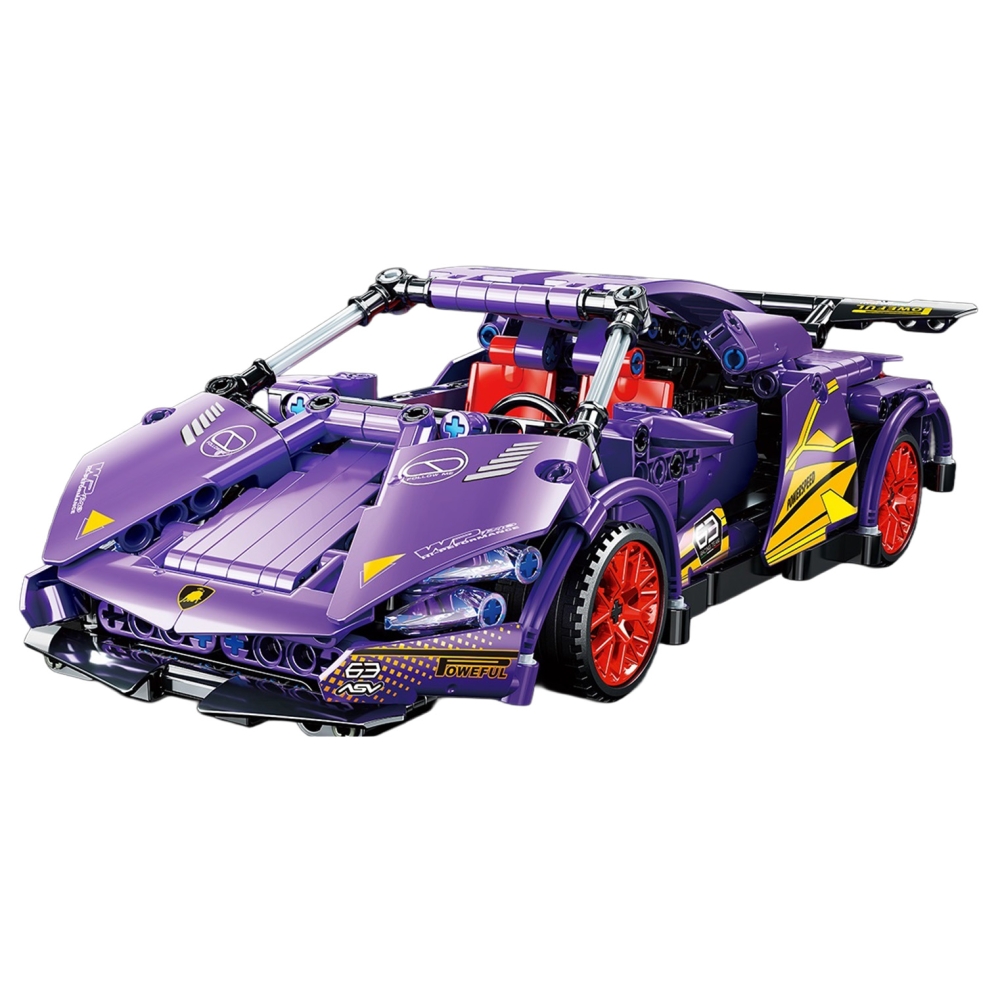 Konstruktorius Violetinis sportinis automobilis 470 el.-Žaislai, Konstruktoriai, Lego, statybiniai blokai-e-vaikas