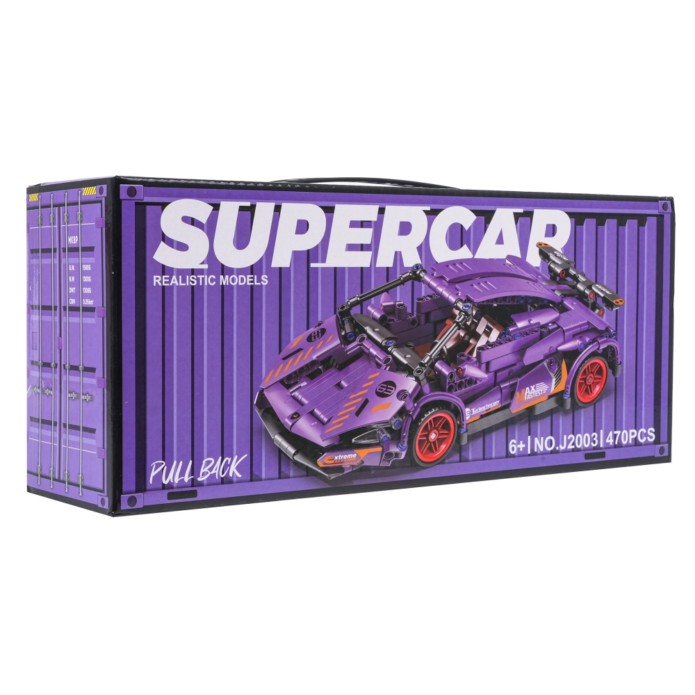Konstruktorius Violetinis sportinis automobilis 470 el.-Žaislai, Konstruktoriai, Lego, statybiniai blokai-e-vaikas