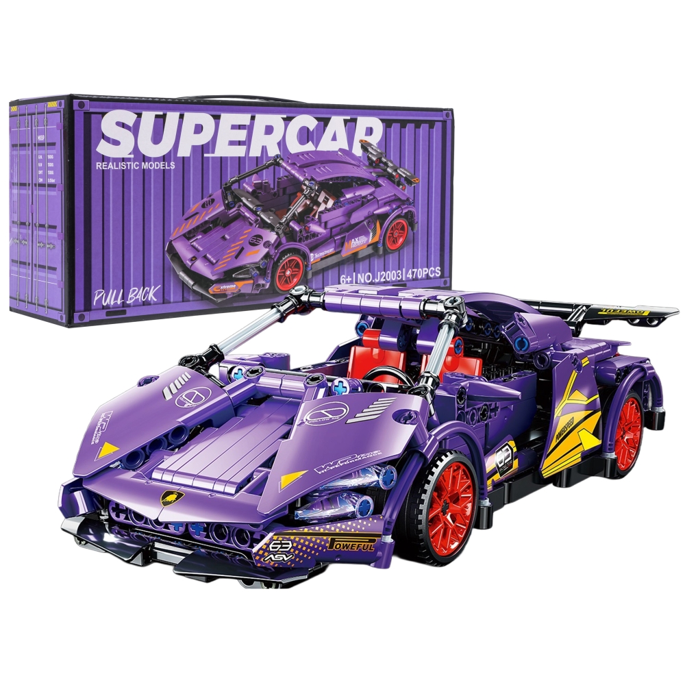 Konstruktorius Violetinis sportinis automobilis 470 el.-Žaislai, Konstruktoriai, Lego, statybiniai blokai-e-vaikas