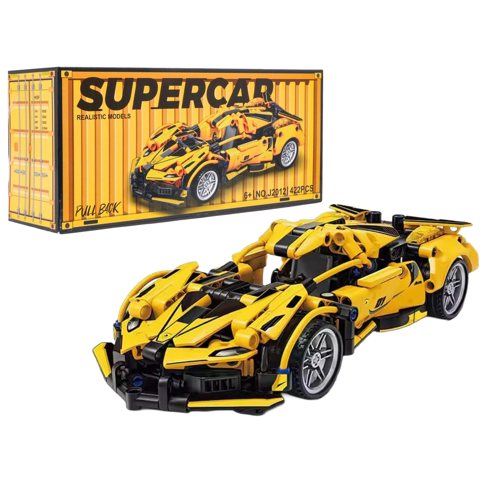 Konstruktorius Sportinis automobilis Geltonas 422 el.-Žaislai, Konstruktoriai, Lego, statybiniai blokai-e-vaikas