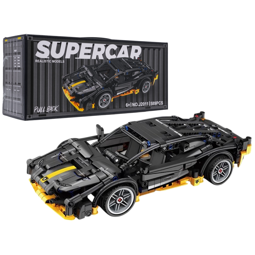 Konstruktorius Sportinis automobilis Juodas 589 el.-Žaislai, Konstruktoriai, Lego, statybiniai blokai-e-vaikas
