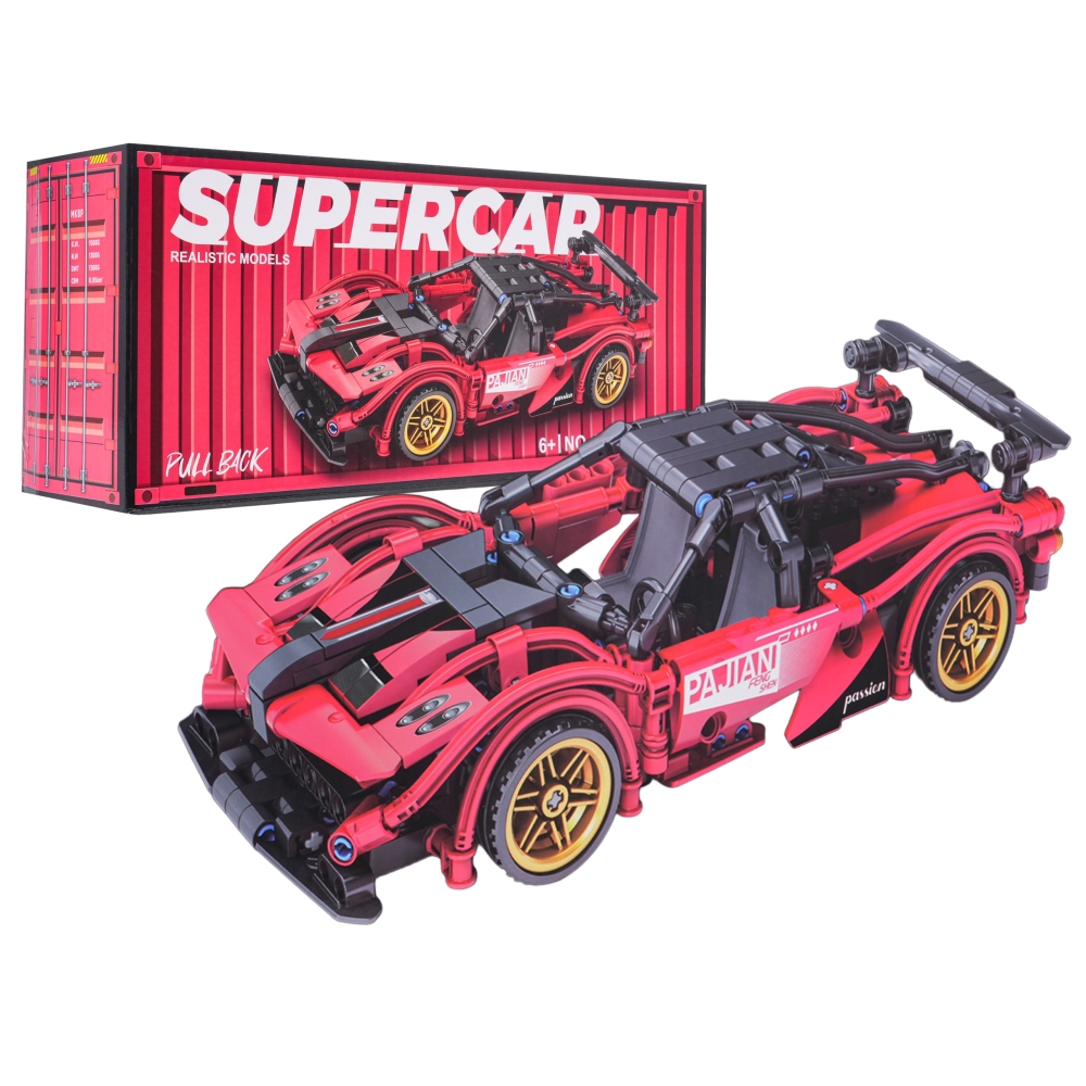Konstruktorius Sportinis automobilis Raudonas 482 el.-Žaislai, Konstruktoriai, Lego, statybiniai blokai-e-vaikas
