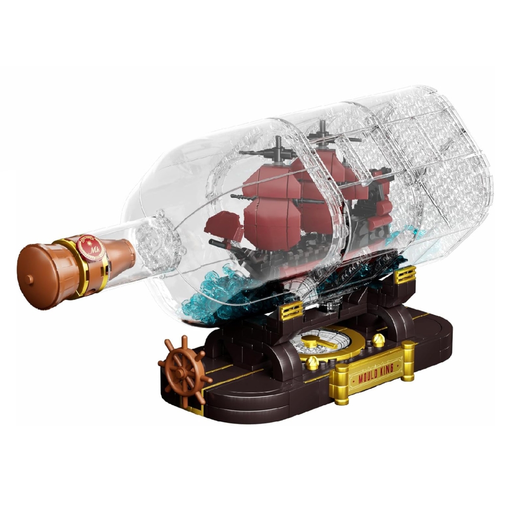 Konstruktorius Piratų laivas butelyje 885 el. Raudonas-Žaislai, Konstruktoriai, Lego, statybiniai blokai-e-vaikas