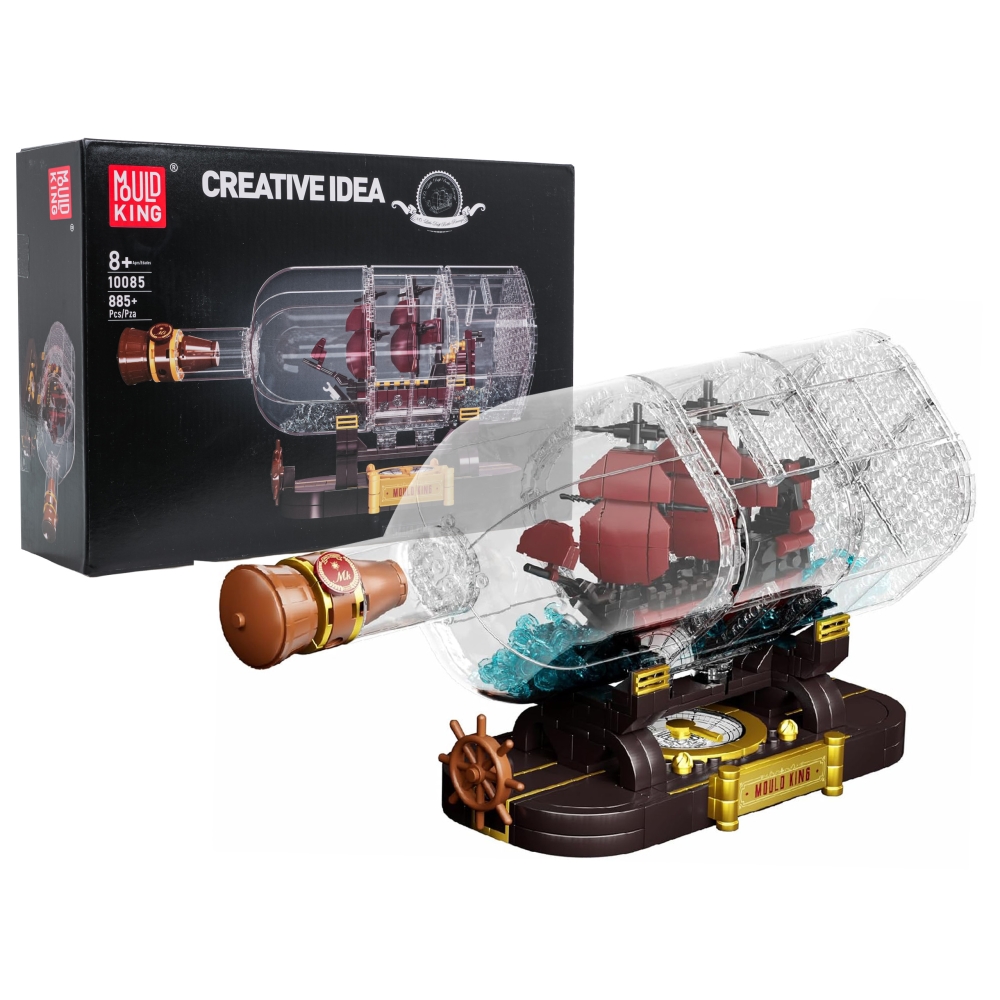 Konstruktorius Piratų laivas butelyje 885 el. Raudonas-Žaislai, Konstruktoriai, Lego, statybiniai blokai-e-vaikas