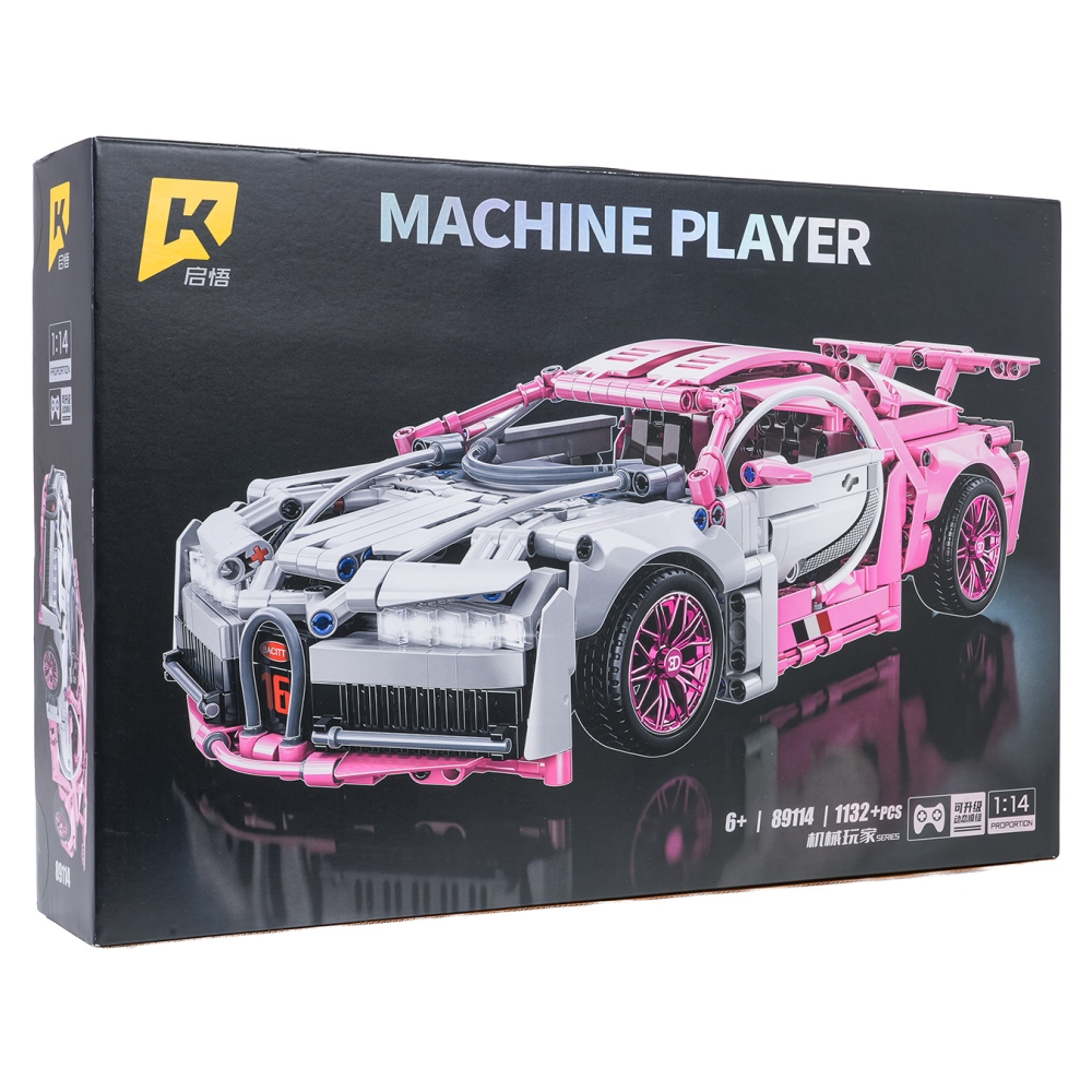 Konstruktorius Rožinis sportinis automobilis 1132 el.-Žaislai, Konstruktoriai, Lego, statybiniai blokai-e-vaikas