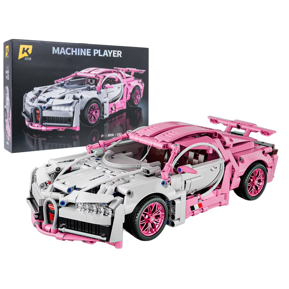 Konstruktorius Rožinis sportinis automobilis 1132 el.-Žaislai, Konstruktoriai, Lego, statybiniai blokai-e-vaikas