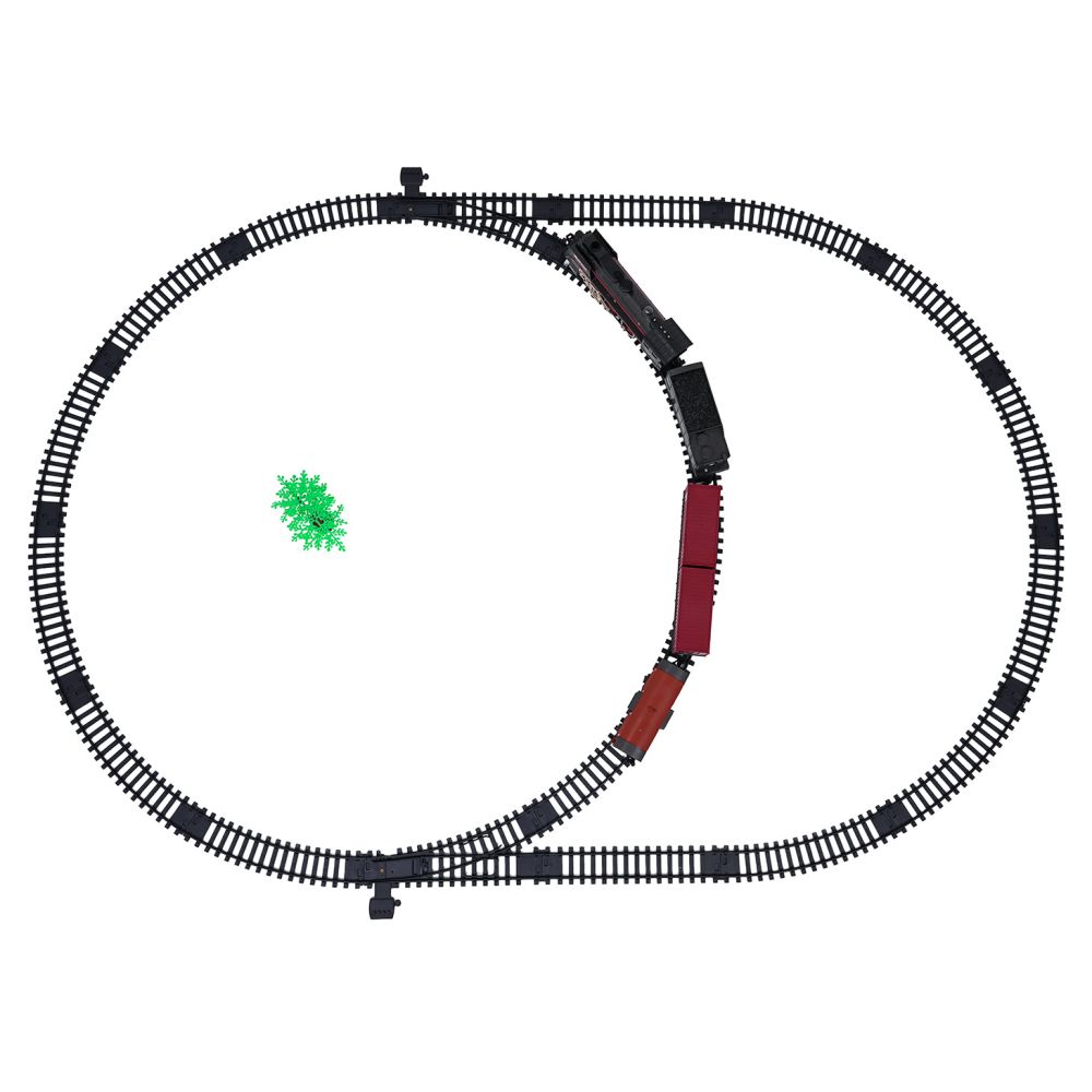 Retro traukinys su šviesų, garso ir dūmų funkcija 138cm