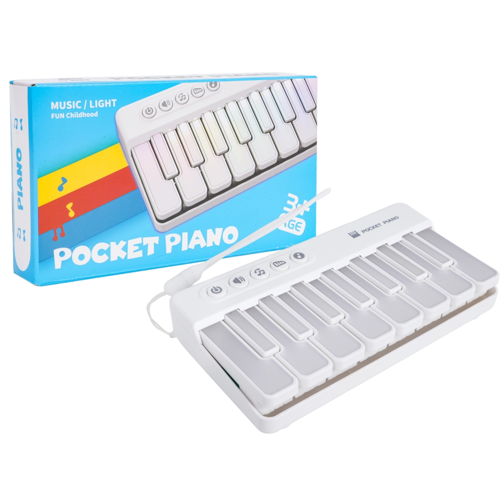 Nešiojamas pianinas, baltas-Žaislai, Muzikiniai-e-vaikas