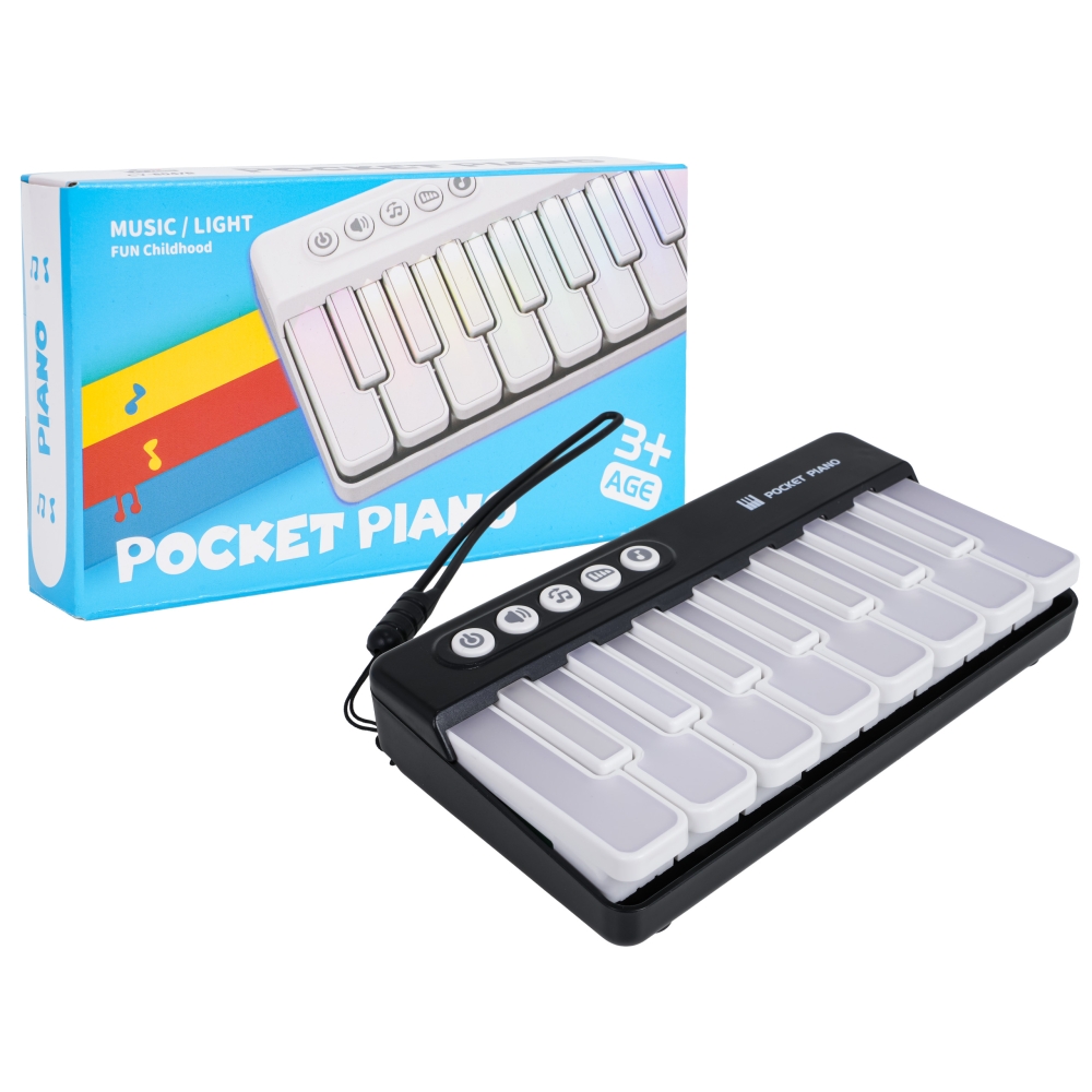 Nešiojamas pianinas, juodas-Žaislai, Muzikiniai-e-vaikas
