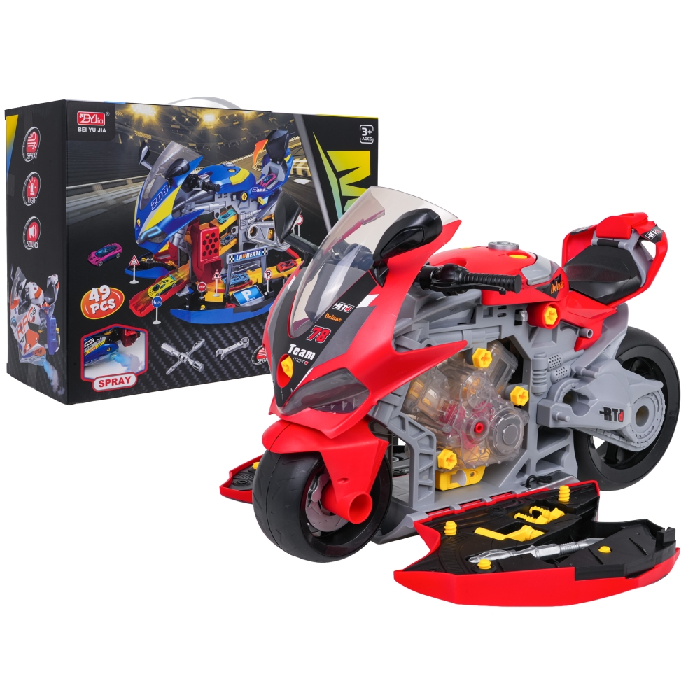 Mažojo mechaniko rinkinys Motociklų dirbtuvės-Žaislai, Profesijos, buities žaislai, Meistro žaislai-e-vaikas