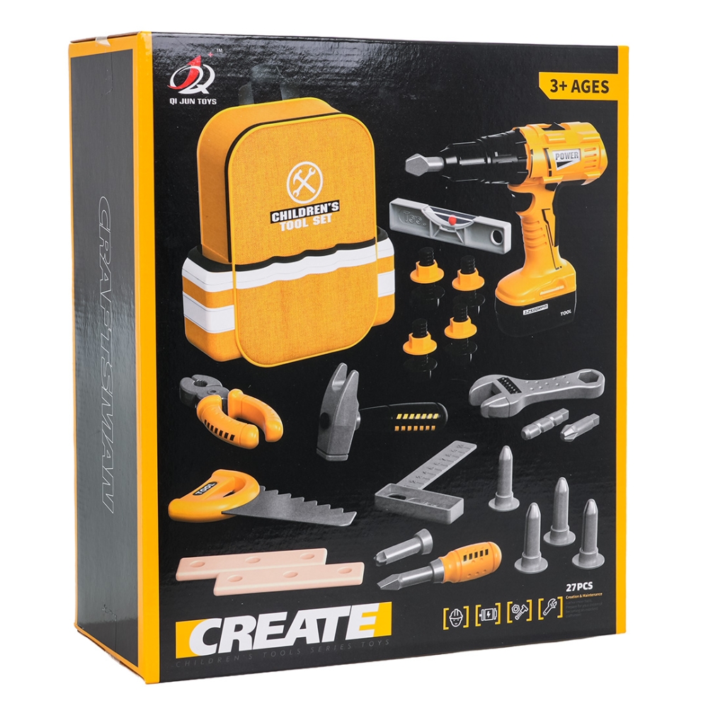 Meistro rinkinys Geltonas + kuprinė-Žaislai, Profesijos, buities žaislai, Meistro žaislai-e-vaikas