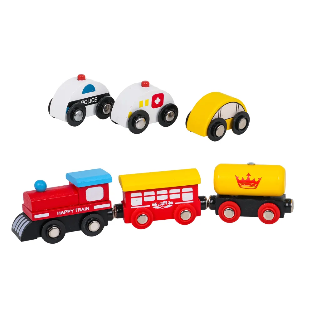 MEGA medinis traukinys su stalu-Žaislai, Auto ir transporto žaislai, Traukiniai-e-vaikas
