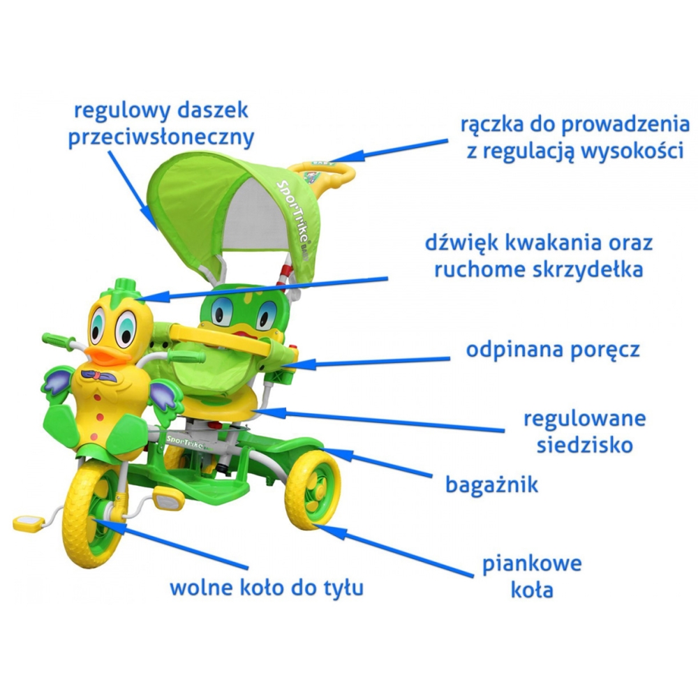 Vaikiškas triratis Duck Bike žalias-Judėjimui, Triratukai vaikams-e-vaikas