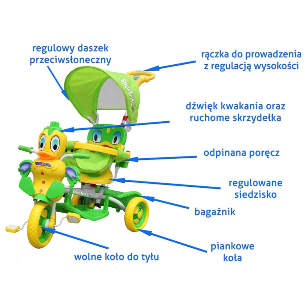 Vaikiškas triratis Duck Bike žalias-Judėjimui, Triratukai vaikams-e-vaikas