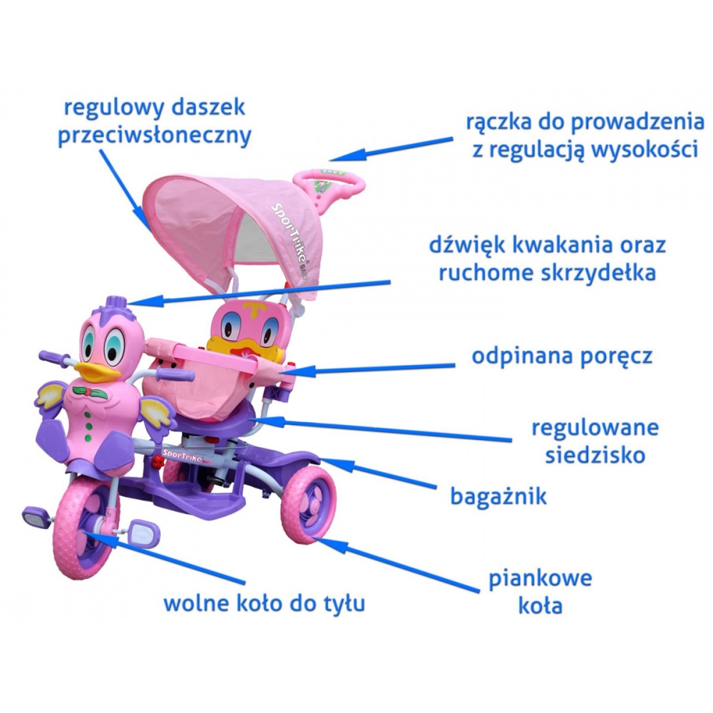 Vaikiškas triratis Duck Bike violetinės spalvos-Judėjimui, Triratukai vaikams-e-vaikas