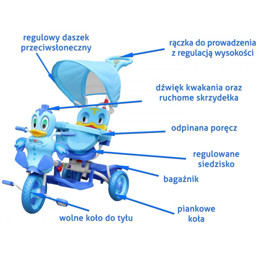 Vaikiškas triratis Duck Bike mėlynas-Judėjimui, Triratukai vaikams-e-vaikas