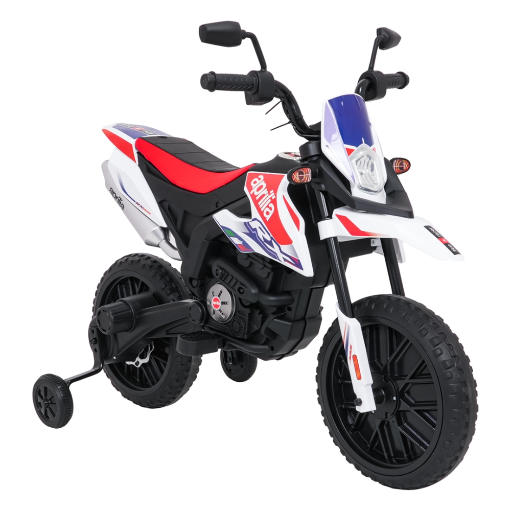 Elektrinis motociklas Aprilia RX, White-Elektromobiliai vaikams, Motociklai-e-vaikas