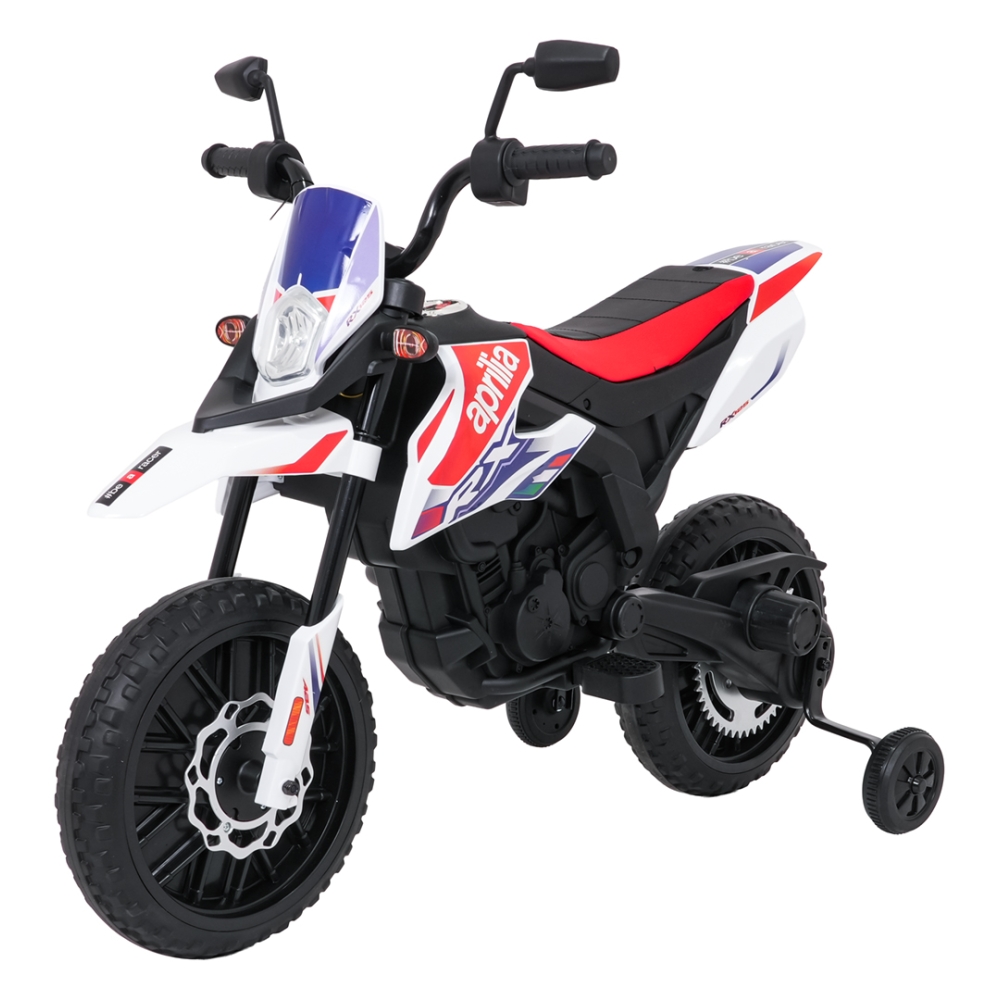 Elektrinis motociklas Aprilia RX, White-Elektromobiliai vaikams, Motociklai-e-vaikas