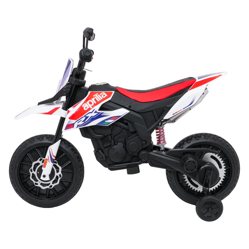 Elektrinis motociklas Aprilia RX, White-Elektromobiliai vaikams, Motociklai-e-vaikas