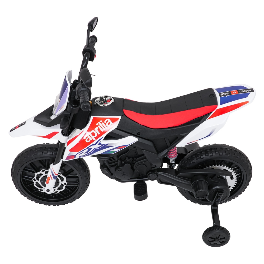 Elektrinis motociklas Aprilia RX, White-Elektromobiliai vaikams, Motociklai-e-vaikas