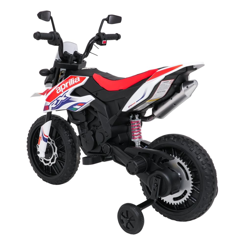 Elektrinis motociklas Aprilia RX, White-Elektromobiliai vaikams, Motociklai-e-vaikas