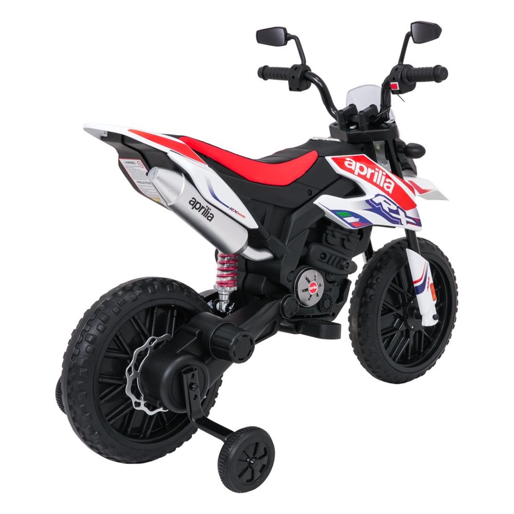 Elektrinis motociklas Aprilia RX, White-Elektromobiliai vaikams, Motociklai-e-vaikas