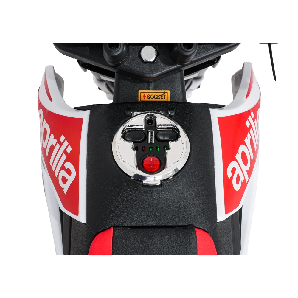 Elektrinis motociklas Aprilia RX, White-Elektromobiliai vaikams, Motociklai-e-vaikas