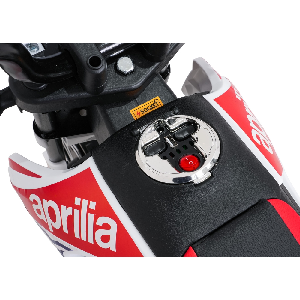 Elektrinis motociklas Aprilia RX, White-Elektromobiliai vaikams, Motociklai-e-vaikas