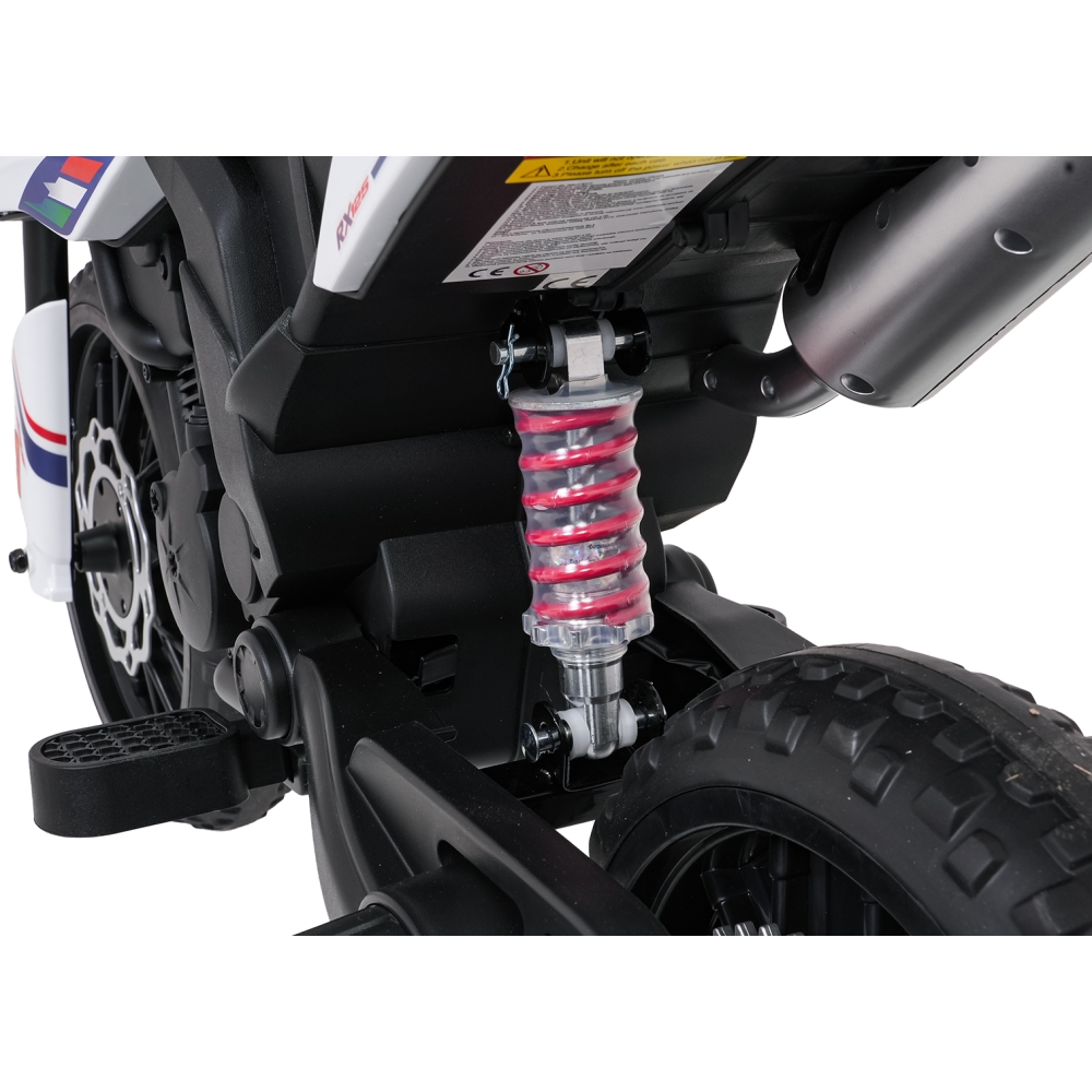 Elektrinis motociklas Aprilia RX, White-Elektromobiliai vaikams, Motociklai-e-vaikas