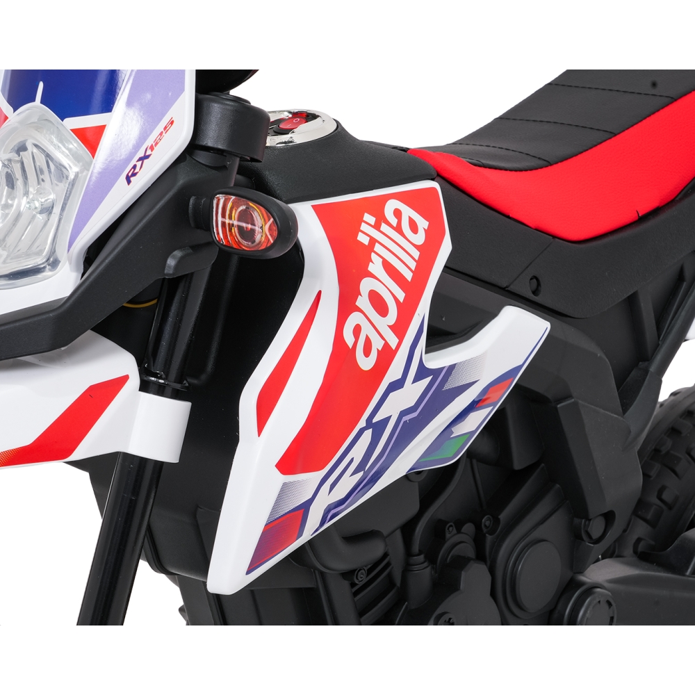 Elektrinis motociklas Aprilia RX, White-Elektromobiliai vaikams, Motociklai-e-vaikas