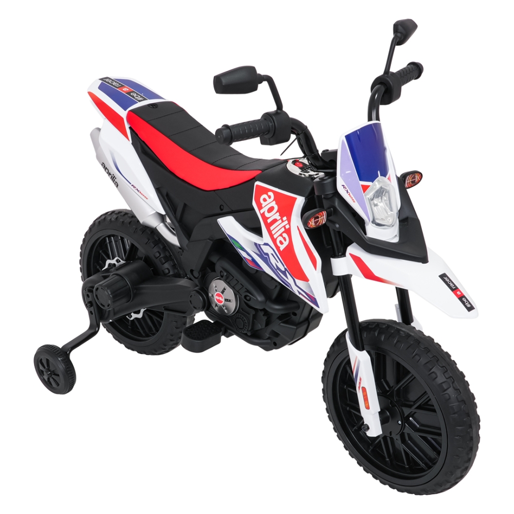 Elektrinis motociklas Aprilia RX, White-Elektromobiliai vaikams, Motociklai-e-vaikas