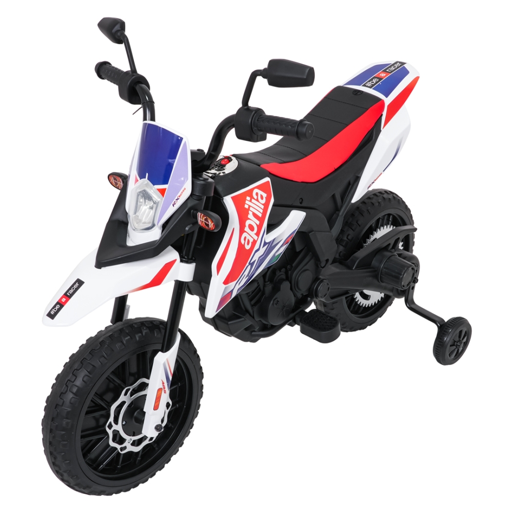 Elektrinis motociklas Aprilia RX, White-Elektromobiliai vaikams, Motociklai-e-vaikas