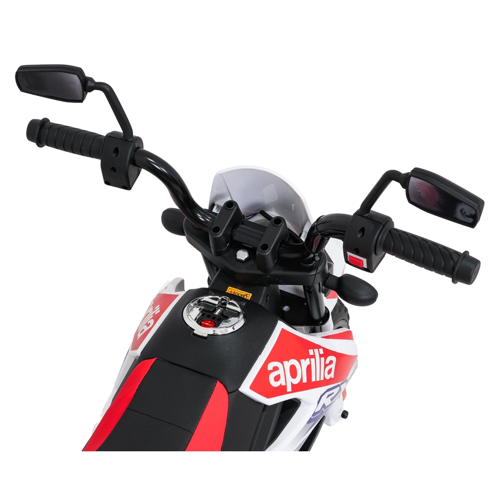 Elektrinis motociklas Aprilia RX, White-Elektromobiliai vaikams, Motociklai-e-vaikas