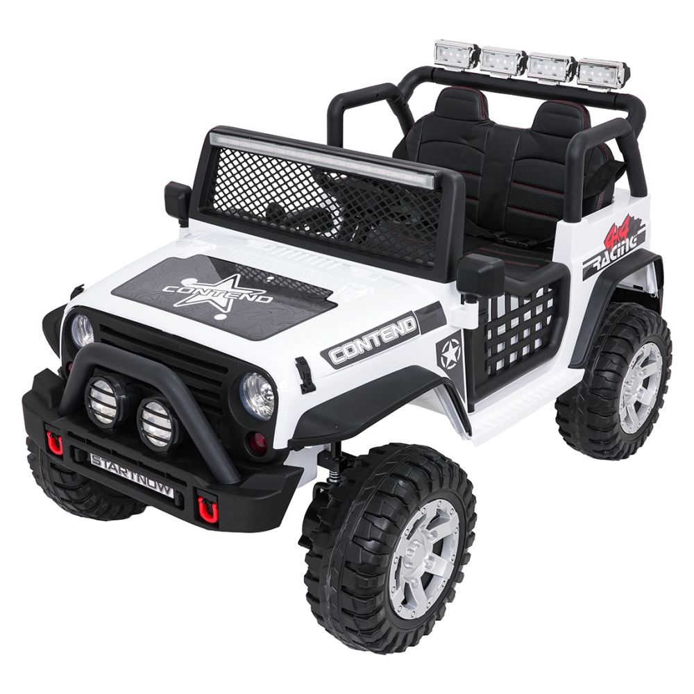 Elektromobilis Jeep BEAST 4x4, White-Elektromobiliai vaikams, Visureigiai-e-vaikas