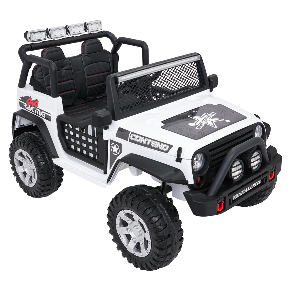 Elektromobilis Jeep BEAST 4x4, White-Elektromobiliai vaikams, Visureigiai-e-vaikas