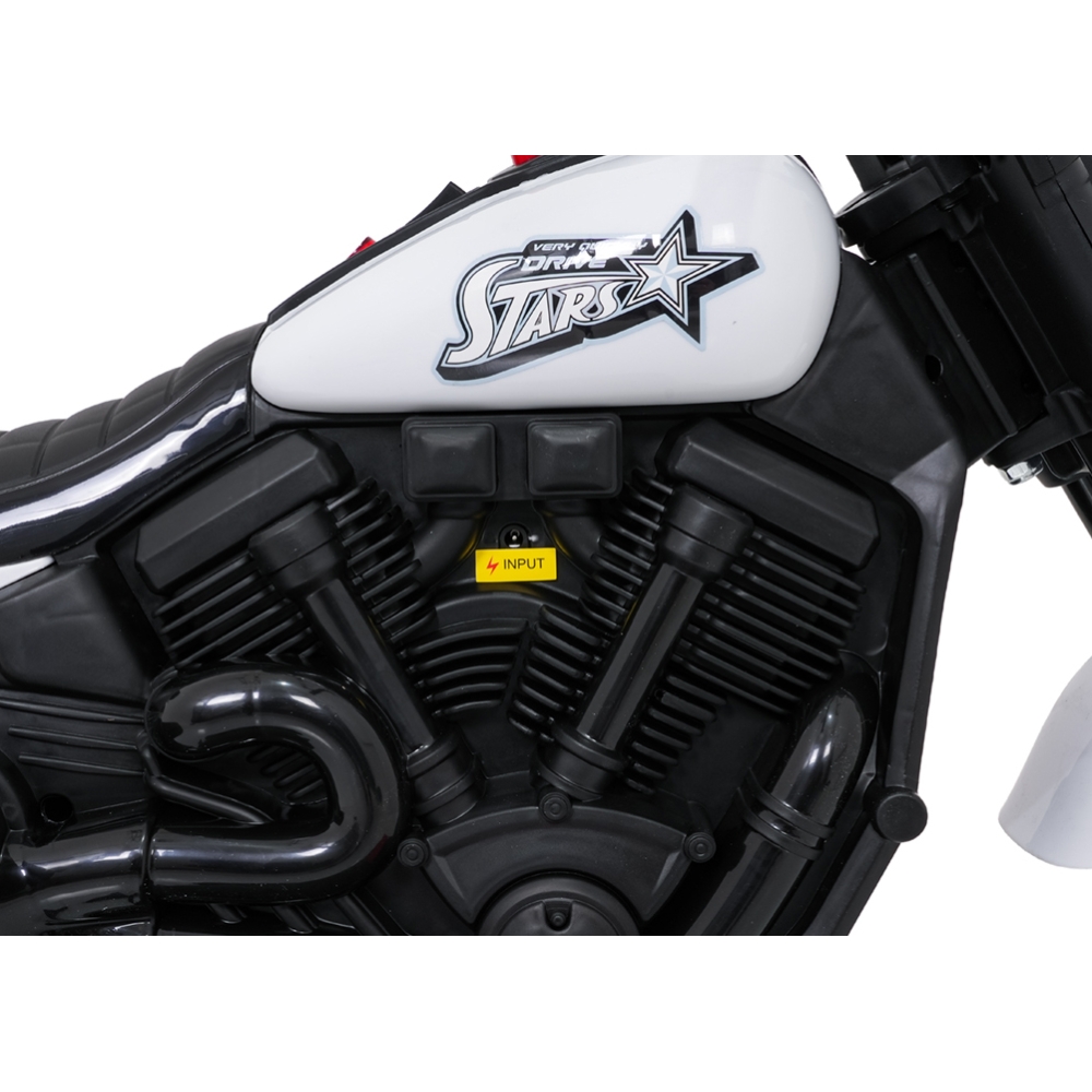 Elektrinis motociklas Motor STAR, White-Elektromobiliai vaikams, Motociklai-e-vaikas