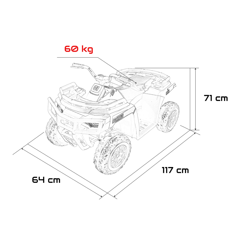 Elektrinis keturratis ATV WOLF, White-Elektromobiliai vaikams, Keturračiai ir bagiai-e-vaikas