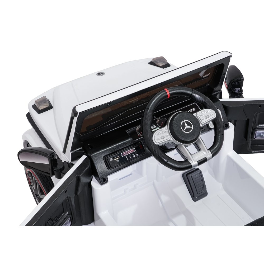 Elektromobilis Mercedes G63 AMG LIFT, White-Elektromobiliai vaikams, Visureigiai-e-vaikas