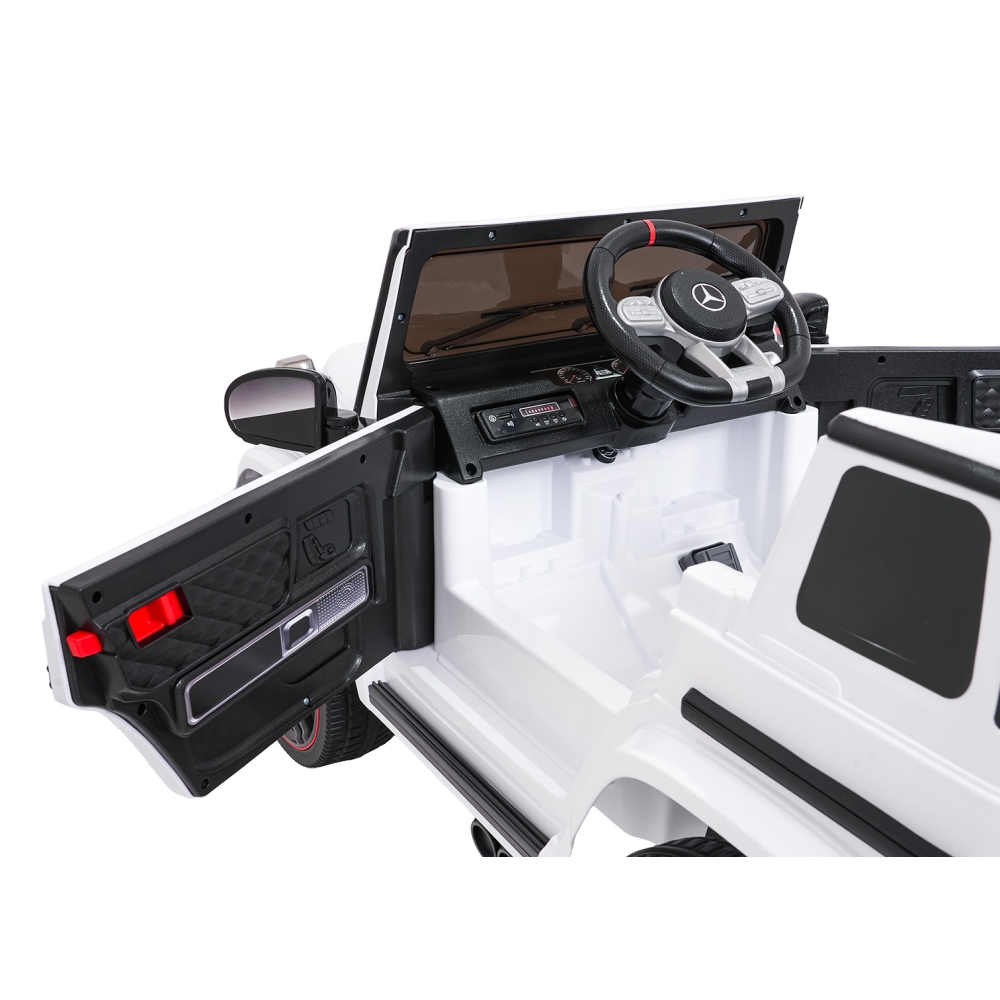 Elektromobilis Mercedes G63 AMG LIFT, White-Elektromobiliai vaikams, Visureigiai-e-vaikas