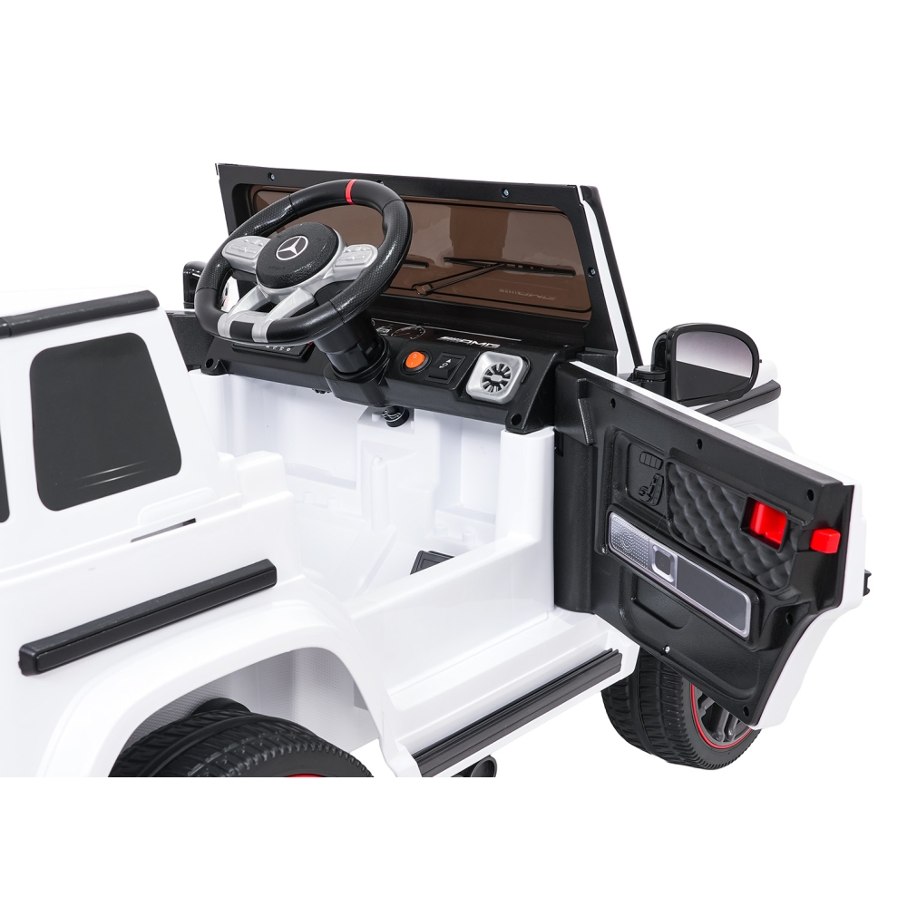 Elektromobilis Mercedes G63 AMG LIFT, White-Elektromobiliai vaikams, Visureigiai-e-vaikas