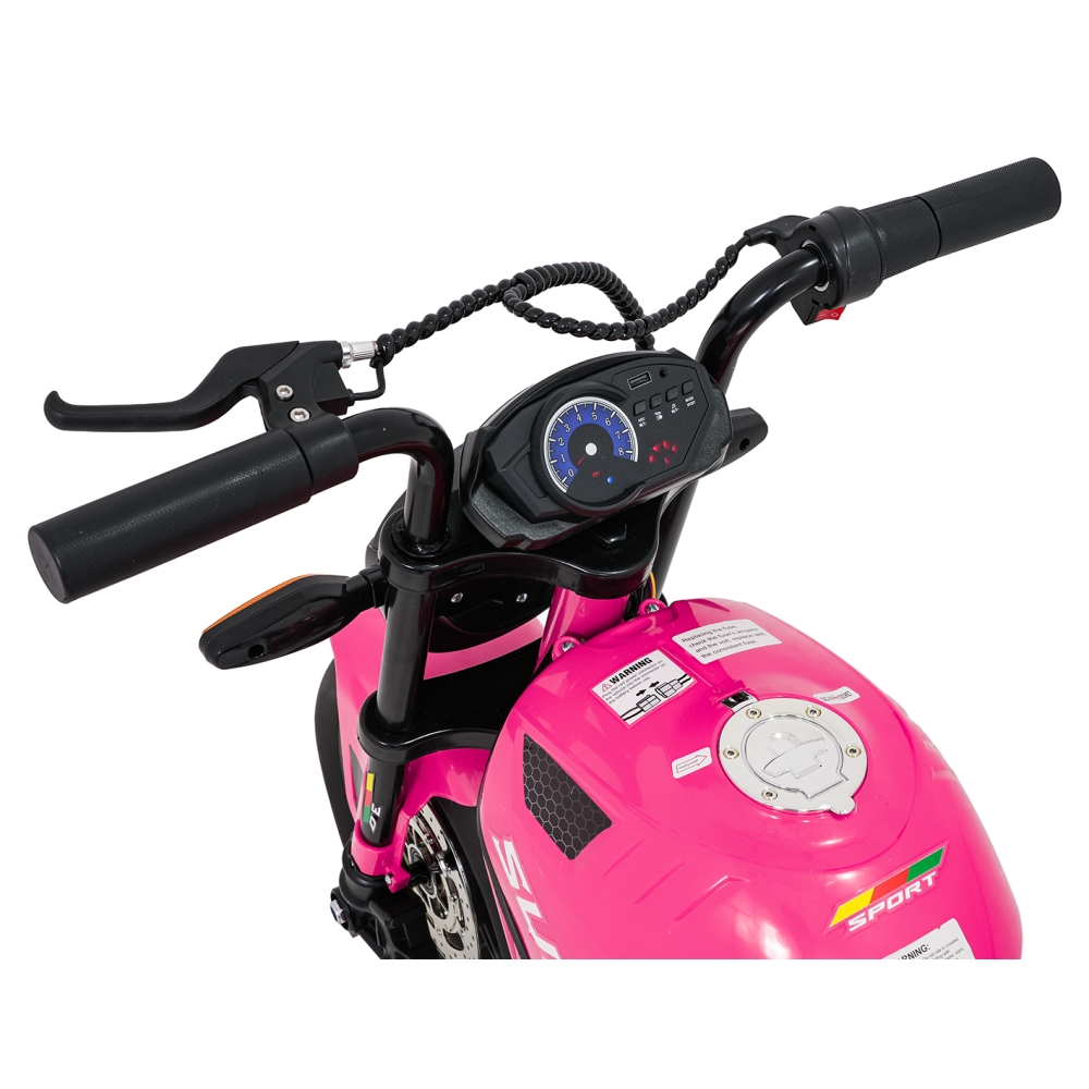 Elektrinis motociklas SUPERMOTO, Pink-Elektromobiliai vaikams, Motociklai-e-vaikas