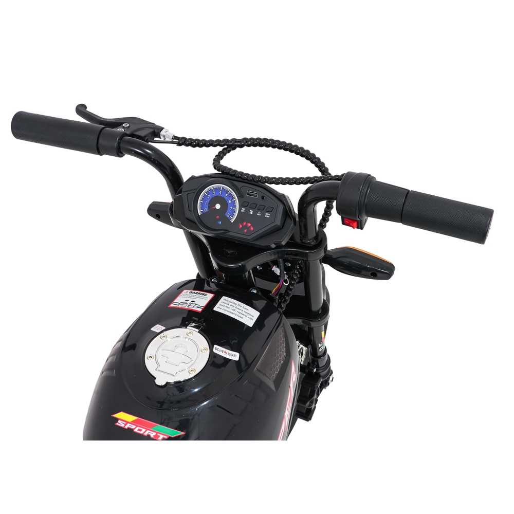 Elektrinis motociklas SUPERMOTO, Black-Elektromobiliai vaikams, Motociklai-e-vaikas