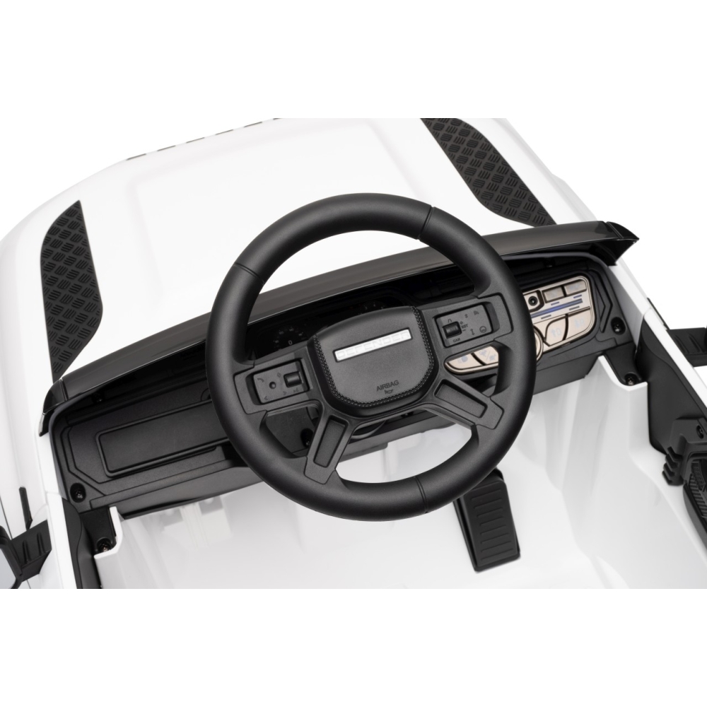 Elektromobilis Land Rover Defender, White-Elektromobiliai vaikams, Visureigiai-e-vaikas