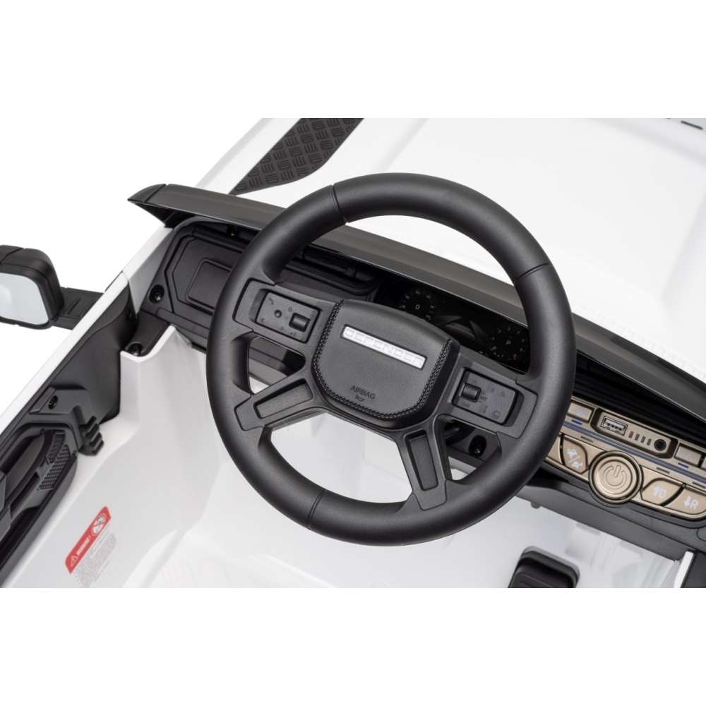 Elektromobilis Land Rover Defender, White-Elektromobiliai vaikams, Visureigiai-e-vaikas