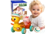 Traukiamasis ančiukas WOOPIE BABY Geltonas su rožiniu zuikiu-Žaislai, Kūdikiams, Žaislai mažyliams (iki 4 m.