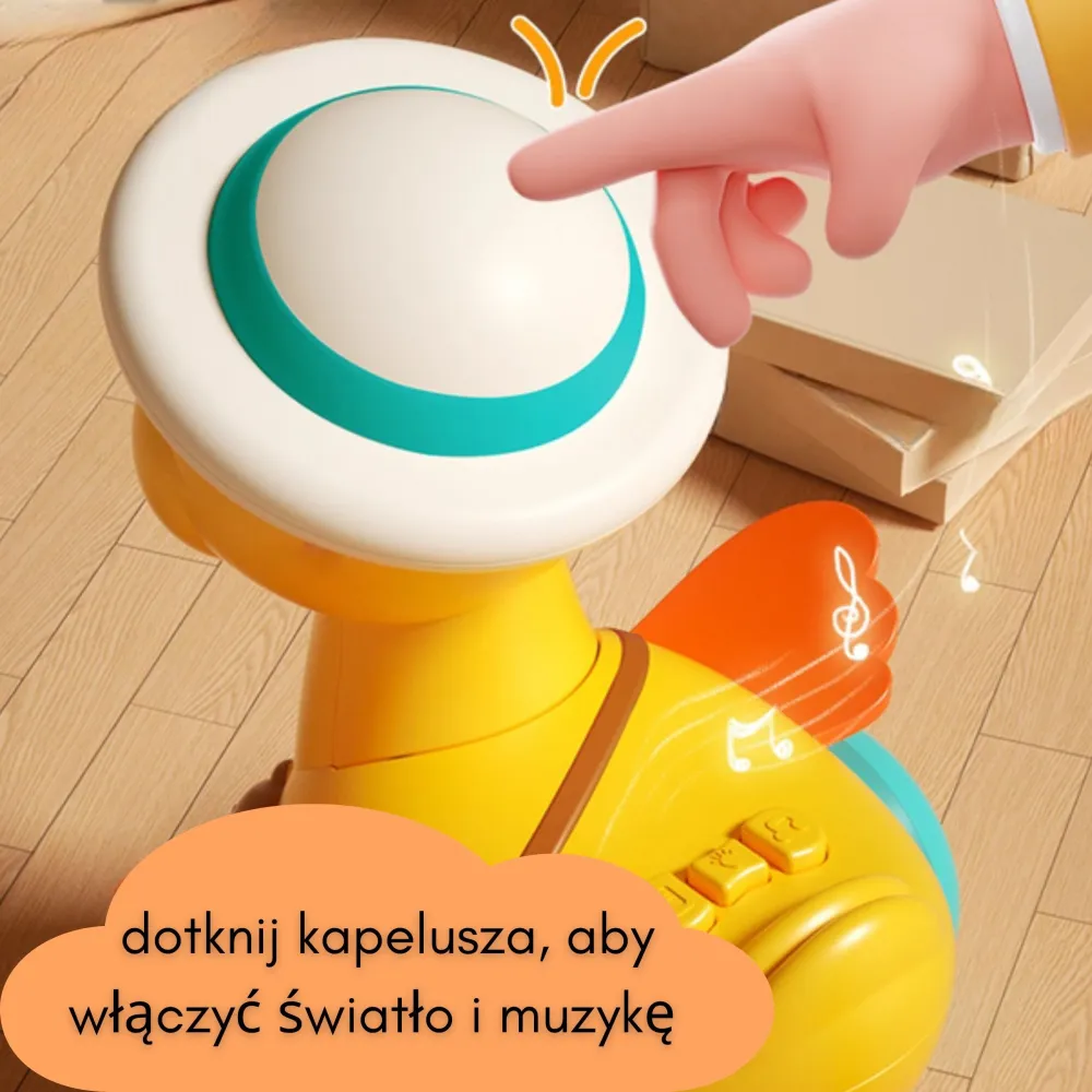 Traukiamasis ančiukas WOOPIE BABY Geltonas su rožiniu zuikiu-Žaislai, Kūdikiams, Žaislai mažyliams (iki 4 m.