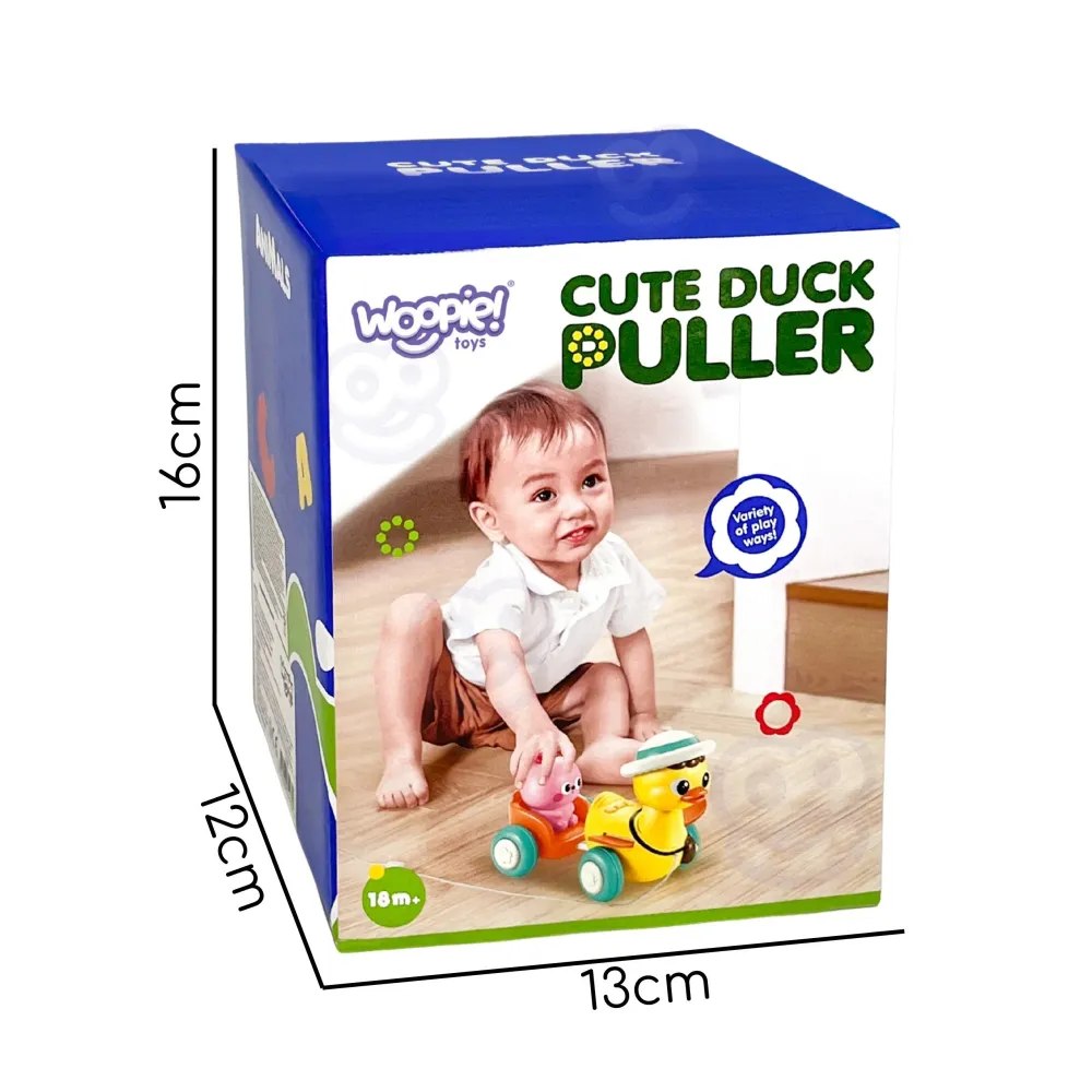 Traukiamasis ančiukas WOOPIE BABY Geltonas su rožiniu zuikiu-Žaislai, Kūdikiams, Žaislai mažyliams (iki 4 m.