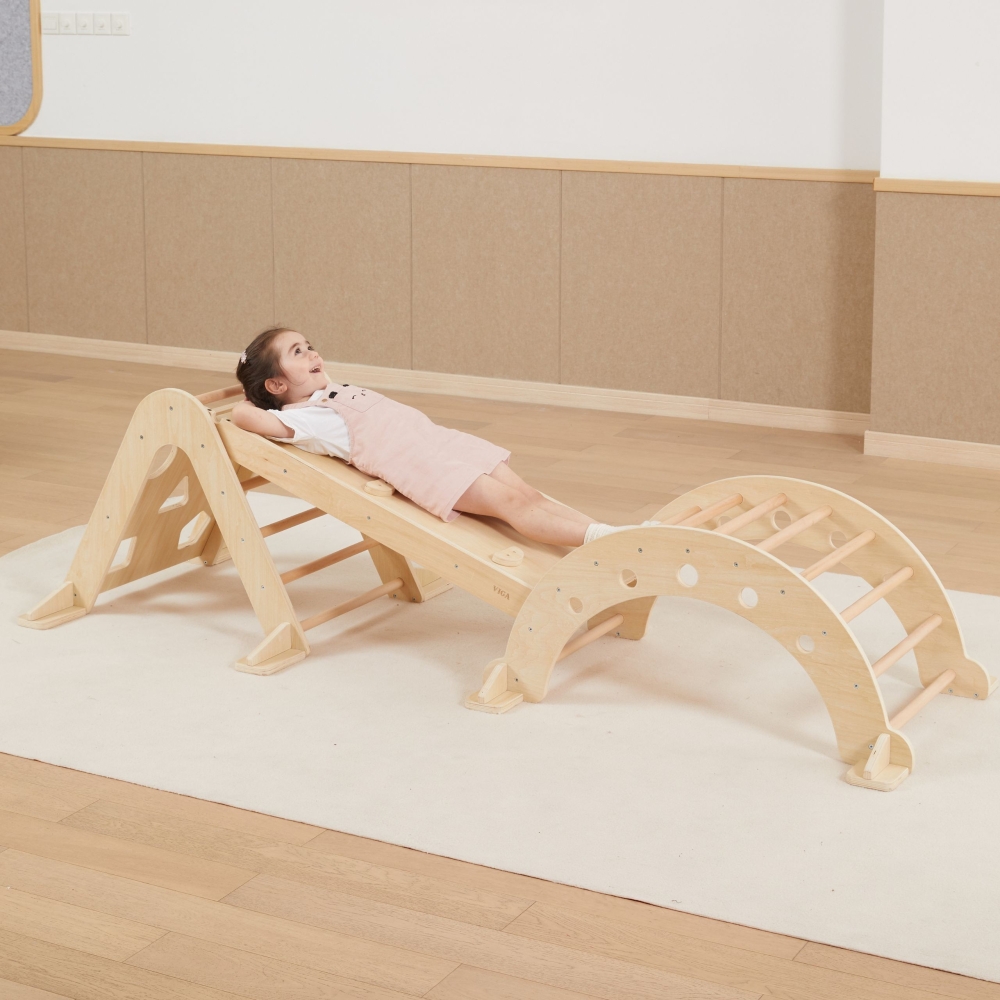 Viga Home Playground 3 in 1: Pikler Triangle, Rocker and Slide