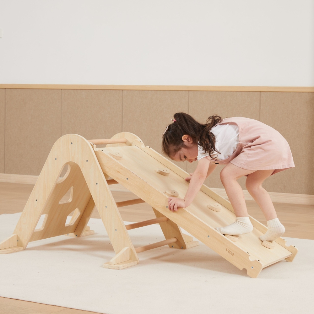 Viga Home Playground 3 in 1: Pikler Triangle, Rocker and Slide